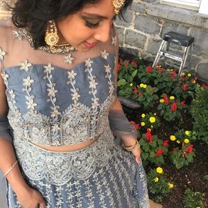 Indian Lengha -grayish blue